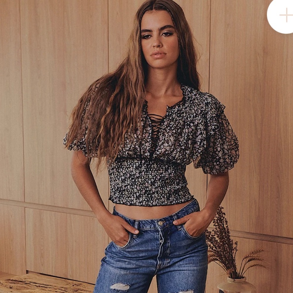 NWT FREE PEOPLE Beatrice Floral Top